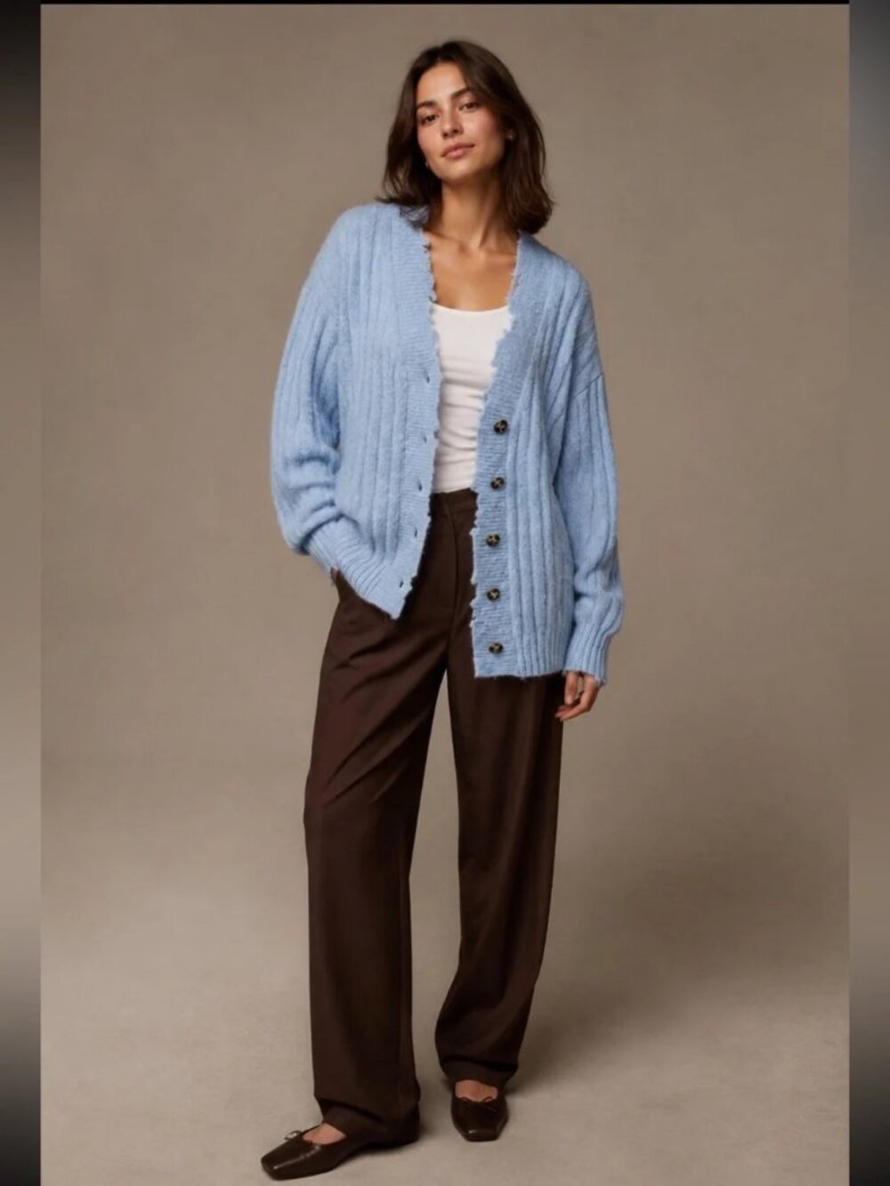 Helmut Lang Distressed Wool & Alpaca Blend Cardigan